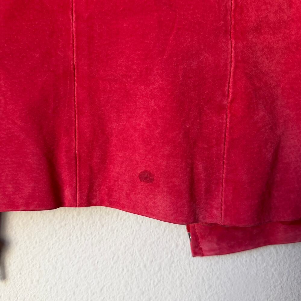 Vintage C&E Red Suede Leather Zip Jacket Size XL - Picture 7 of 7